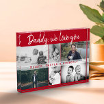 Father with Kids and Family Dad Collage Photo Block<br><div class="desc">Father with Kids and Family Dad Photo Collage photo block. Collage of 6 photos, father`s name with a sweet message in a trendy script and names of children that overlay the photos. Add your 6 favourite family photos. Sweet keepsake and a gift for birthday, Father`s Day or Christmas for a...</div>
