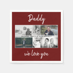 Father with Kids and Family Dad Photo 6 Photos Napkin