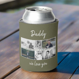 Father with Kids and Family Dad Photo Collage  Can Cooler