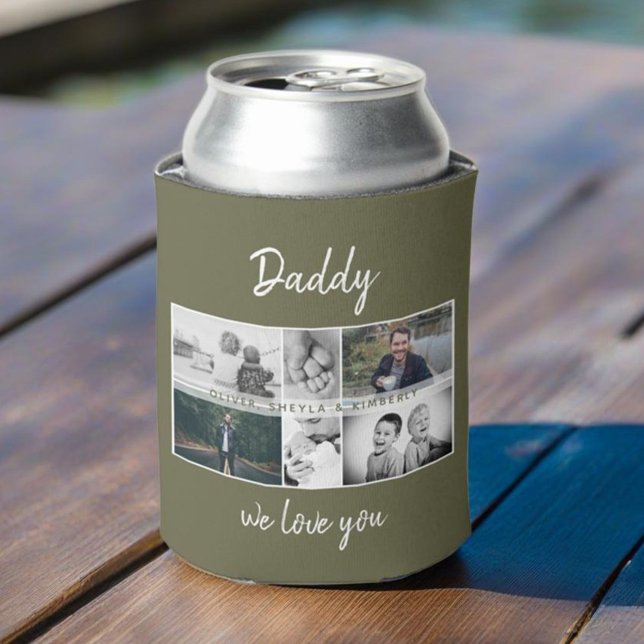 Father with Kids and Family Dad Photo Collage  Can Cooler (Creator Uploaded)
