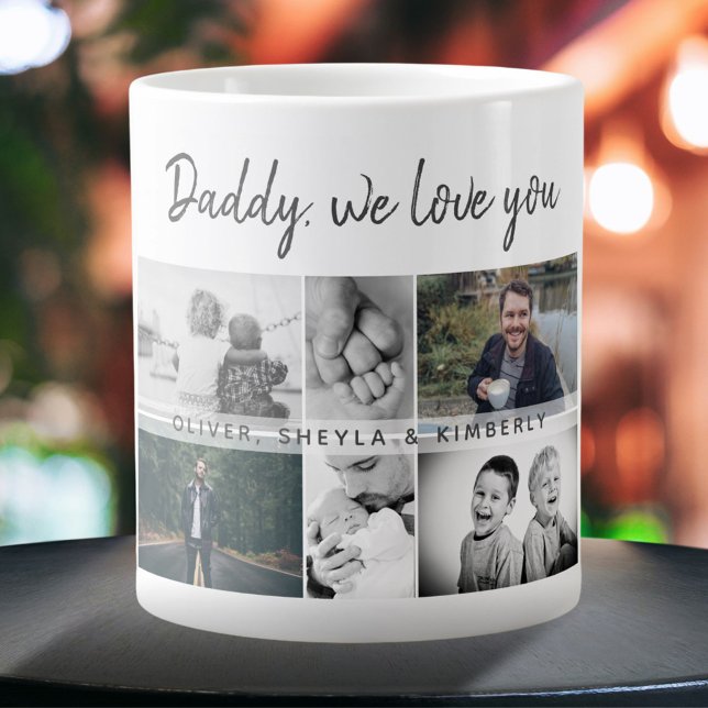 Father with Kids and Family Dad Photo Collage Large Coffee Mug (Creator Uploaded)