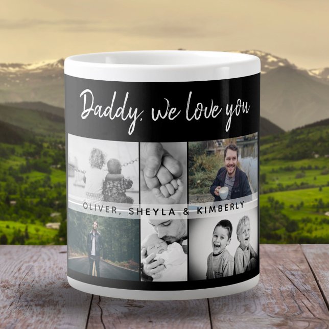 Father with Kids and Family Dad Photo Collage Large Coffee Mug (Creator Uploaded)