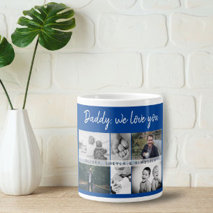 Father with Kids and Family Dad Photo Collage Large Coffee Mug