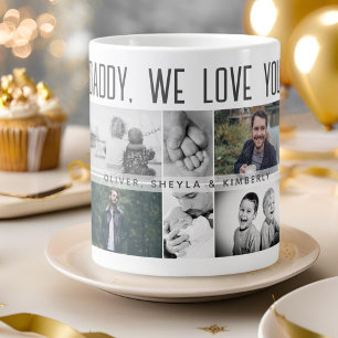 Father with Kids and Family Dad Photo Collage Large Coffee Mug