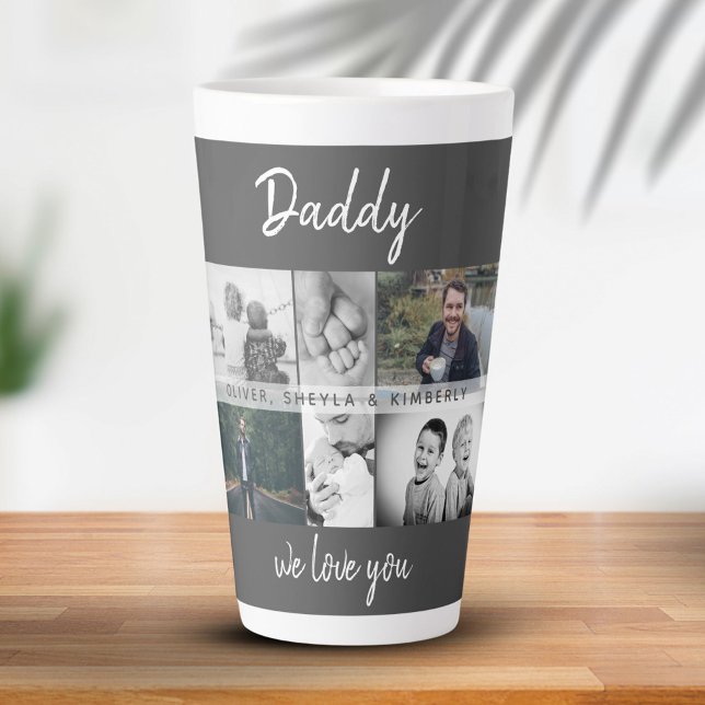 Father with Kids and Family Dad Photo Collage Latte Mug (Creator Uploaded)