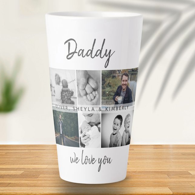 Father with Kids and Family Dad Photo Collage Latte Mug (Creator Uploaded)