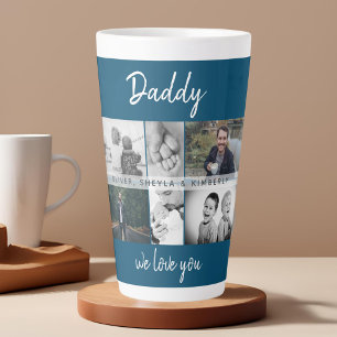 Father with Kids and Family Dad Photo Collage Latte Mug