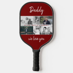 Father with Kids and Family Dad Photo Collage Pickleball Paddle
