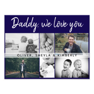 Father with Kids and Family Dad Photo Collage Print
