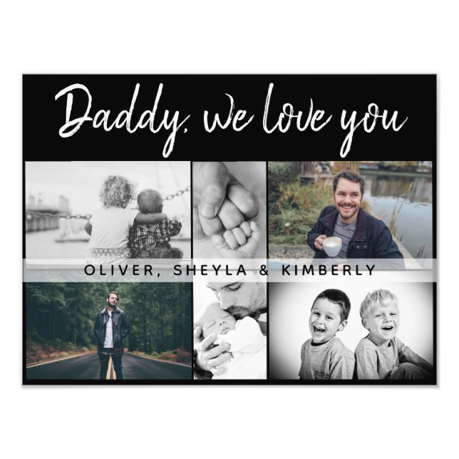 Father with Kids and Family Dad Photo Collage Print (Front)