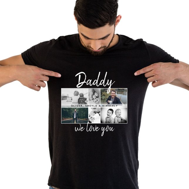 Father with Kids and Family Dad Photo Collage T-Shirt (Creator Uploaded)