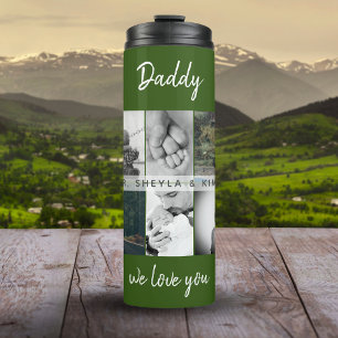 Father with Kids and Family Dad Photo Collage Thermal Tumbler