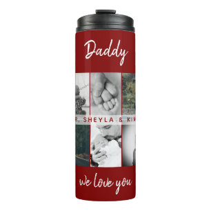 Father with Kids and Family Dad Photo Collage Thermal Tumbler