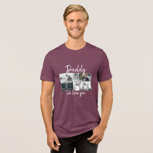 Father with Kids and Family Dad Photo Collage Tri-Blend Shirt