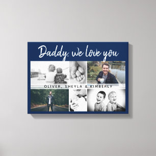 Father with Kids and Family Daddy Blue 6 Photo Canvas Print