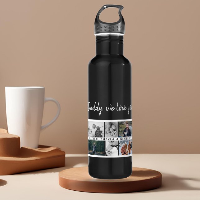 Father with Kids Family Dad 14 Photo Collage  710 Ml Water Bottle (Creator Uploaded)