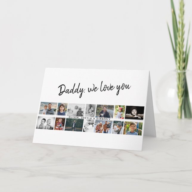Father with Kids Family Dad 14 Photo Collage  Card (Front)