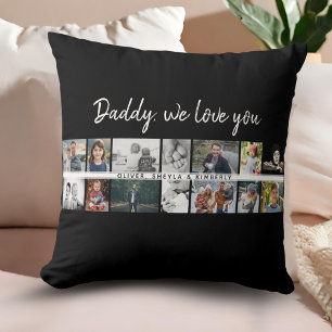 Father with Kids Family Dad 14 Photo Collage Cushion