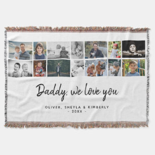 Father with Kids Family Dad 14 Photo Collage  Throw Blanket