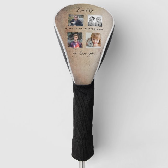 Father with Kids Family Daddy 4 Collage Golf Head Cover (Front)