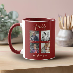 Father with Kids Family Daddy 4 Photo Collage  Mug