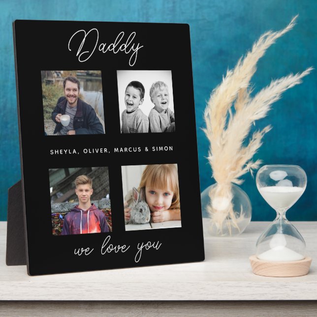 Father with Kids Family Daddy Photo Collage  Plaque (Side)
