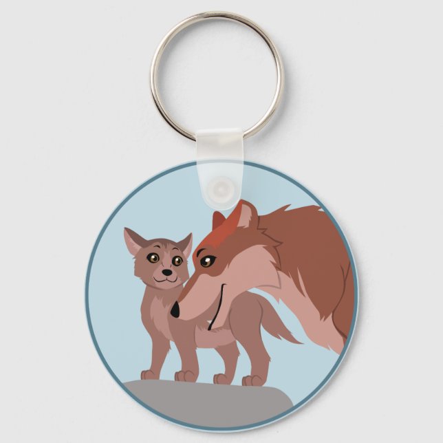 Father Wolf and Pup Key Ring (Front)
