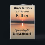 Father Your Light Shines Bright Happy Birthday Card<br><div class="desc">Express your shines for happiness to your father on an inspirational sunset birthday card with the verse “Your Light Shines Bright”. The minimal design is modern with bold colours of gold and black showing a glowing light on a peaceful lake.</div>