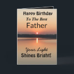 Father Your Light Shines Bright Happy Birthday Card<br><div class="desc">Express your shines for happiness to your father on an inspirational sunset birthday card with the verse “Your Light Shines Bright”. The minimal design is modern with bold colours of gold and black showing a glowing light on a peaceful lake.</div>