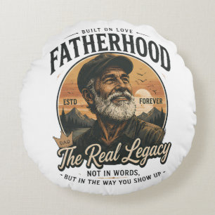 Fatherhood The Real Legacy Vintage Father's Day Round Cushion