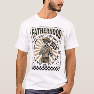 Fatherhood Vintage Skeleton Cowboy Dad Shirt Desig