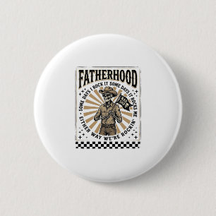Fatherhood Vintage Skeleton Cowboy Dad Shirt Desig 6 Cm Round Badge