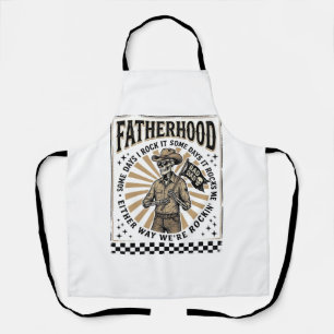 Fatherhood Vintage Skeleton Cowboy Dad Shirt Desig Apron