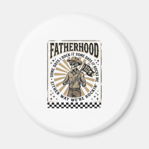 Fatherhood Vintage Skeleton Cowboy Dad Shirt Desig Magnet