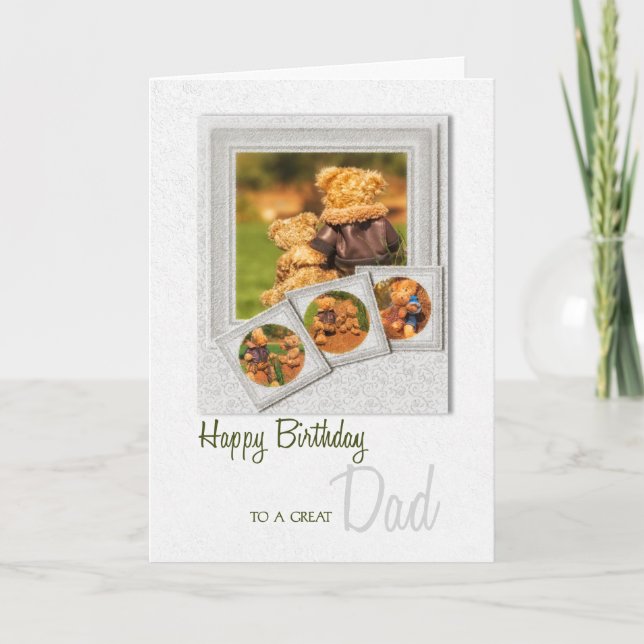 Father's Birthday Sentimental Teddy Bear Theme Card (Front)