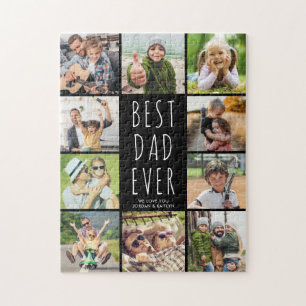 Father's Day 10 Photo Collage Modern Jigsaw Puzzle