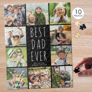 Father's Day 10 Photo Collage Modern Jigsaw Puzzle