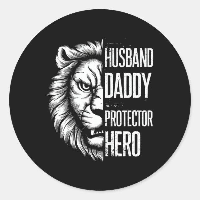 Fathers Day 2025 - Husband Daddy Protector Hero  Classic Round Sticker (Front)