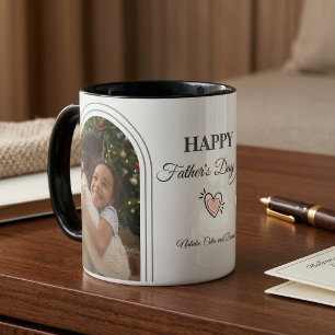 Father's Day 2 Arched Photo Collage Minimalist  Mug