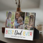 Father's Day 3 Photo | Best Dad Ever Plaque<br><div class="desc">Custom fathers day picture plaque,  add 3 of your own family photos,  a colourful "best dad ever" typographic design,  and the kids names.</div>