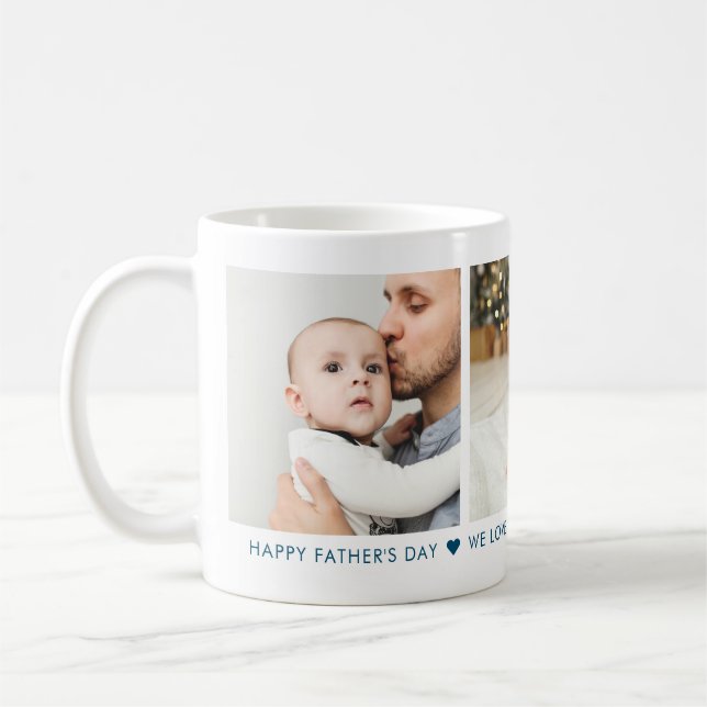 Father's Day 3 Photo Personalised Coffee Mug (Left)