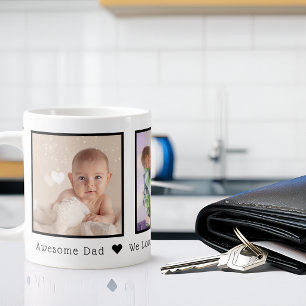 Father's Day 3 Photo Personalised Large Coffee Mug