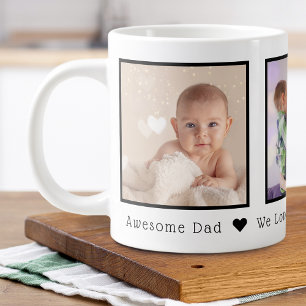 Father's Day 3 Photo Personalised Large Coffee Mug