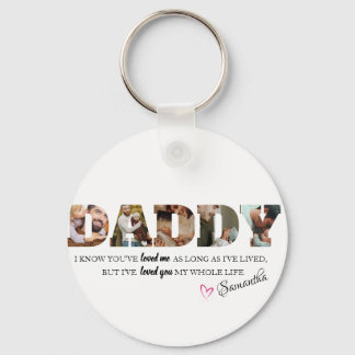 Father's Day 3 Photo Personalised Modern Daddy  Key Ring