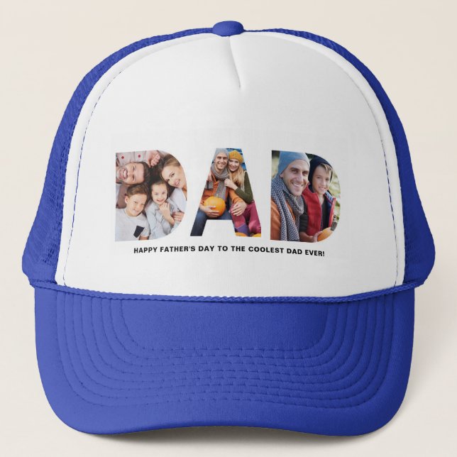Father's Day 3 Photo Personalised  Trucker Hat (Front)