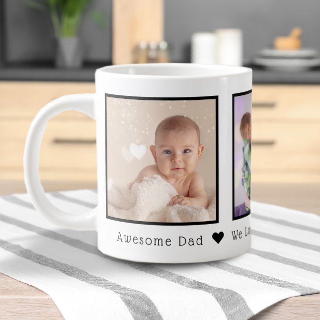 Father's Day 3 Photos Personalised Large Coffee Mug (Creator Uploaded)