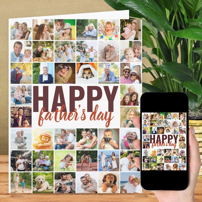 Father's Day 40 Photo Collage Big Personalised Card (Creator Uploaded)