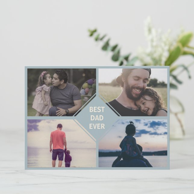 Father's day 4 photo collage card (Standing Front)