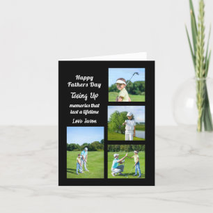 Fathers Day 4 Photo Collage Gift Teeing Up Holiday Card