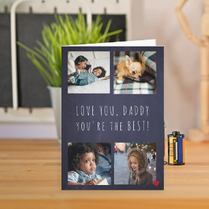 Father's Day 4 photo collage Love you Daddy navy Card
